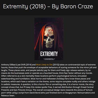 Extremity (2018) – By Baron Craze